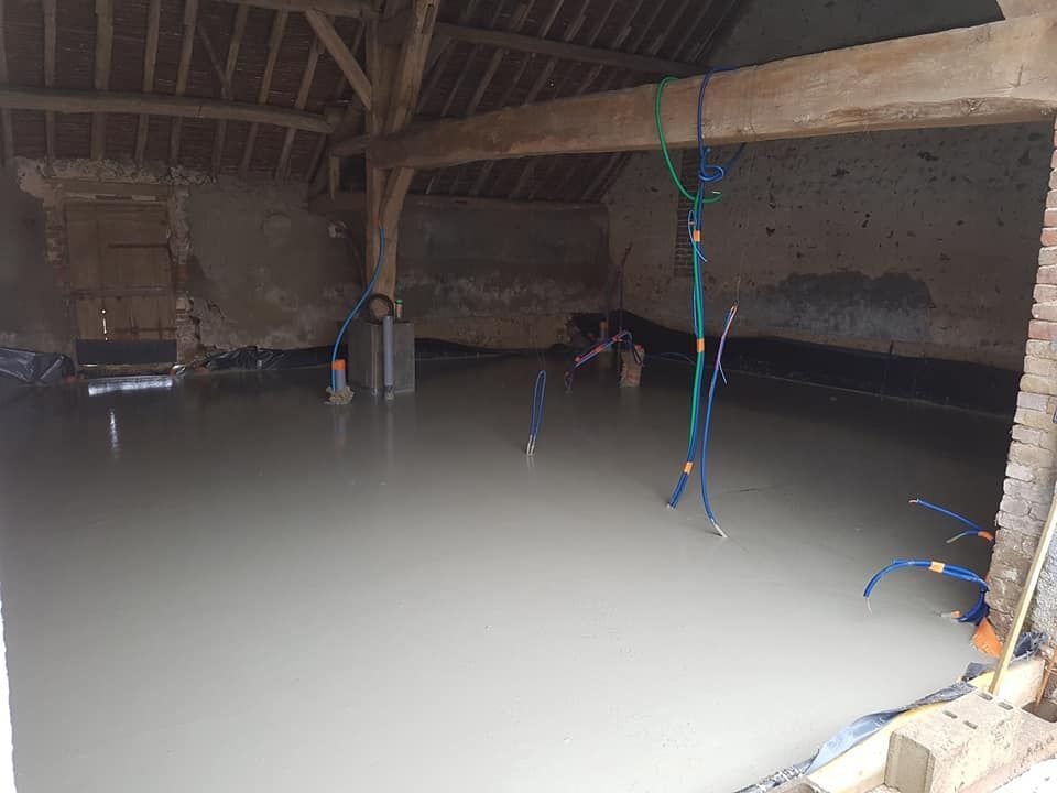 La dalle, une fois le béton coulé